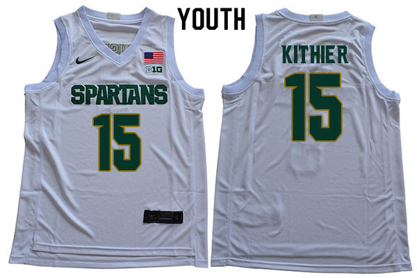 Youth Michigan State Spartans #15 Thomas Kithier NCAA Nike Authentic White College Stitched Basketball Jersey FE41J04QW